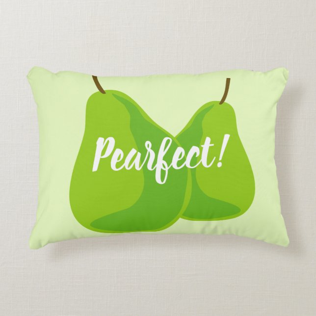 Pearfect funny green pear fruit accent pillow (Front)