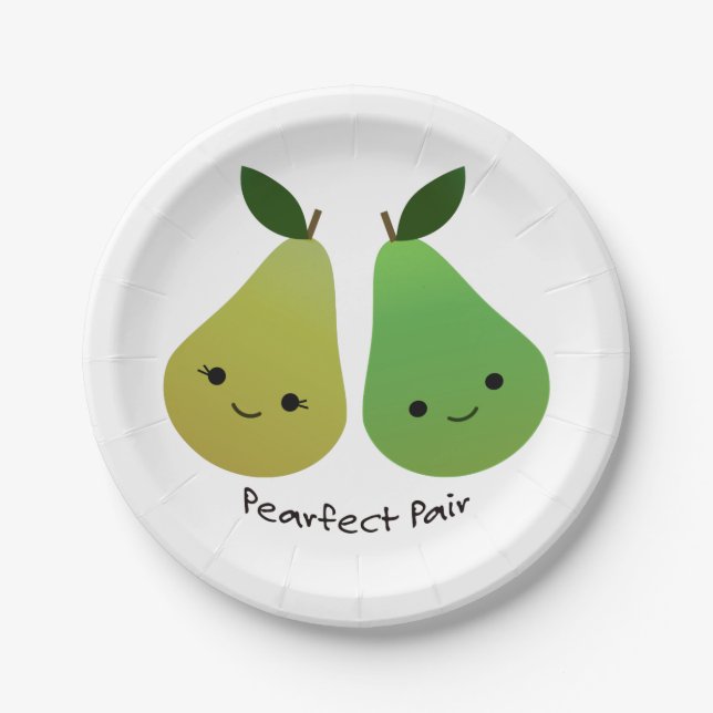 Pearfect Pear Kawaii Pears Paper Plates (Front)