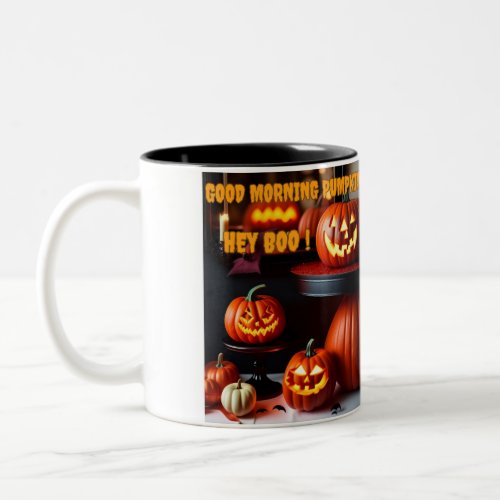 Pearhead Halloween Mug Good Morning Pumpkin Hey B Two_Tone Coffee Mug