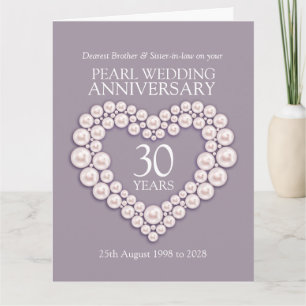 Pearl 30th anniversary brother sister-in-law card