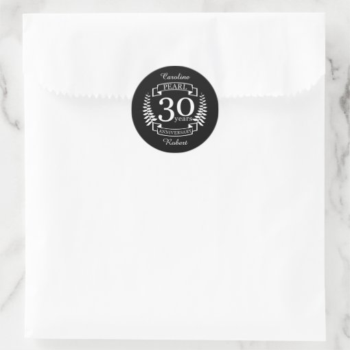 Pearl 30th Wedding Anniversary 30 Years Classic Round Sticker Zazzle 9799