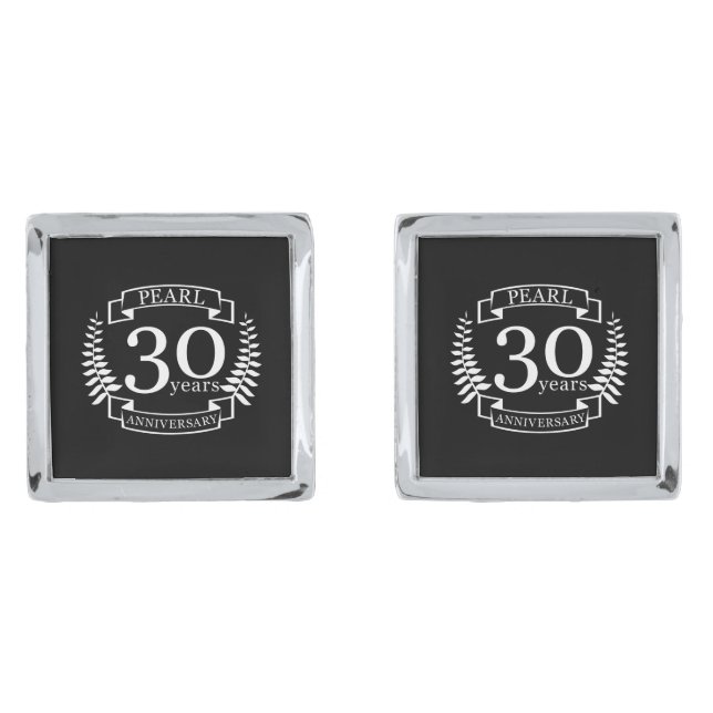 Pearl 30th wedding anniversary 30 years cufflinks (Front)