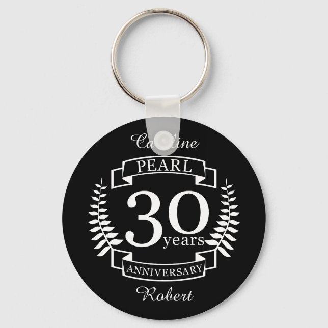 Pearl 30th wedding anniversary 30 years keychain (Front)