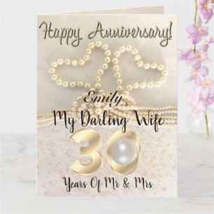 Pearl 30th Wedding Anniversary Card For Wife