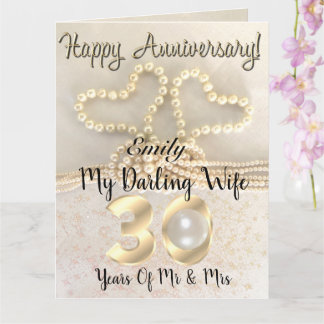 Pearl 30th Wedding Anniversary Card For Wife