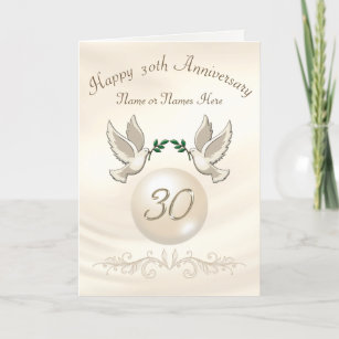 Pearl 30th Wedding Anniversary Cards, Personalised Card