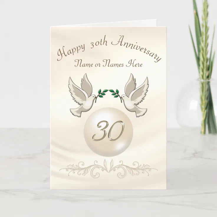 Personalised Pearl 30th Wedding Anniversary Card 