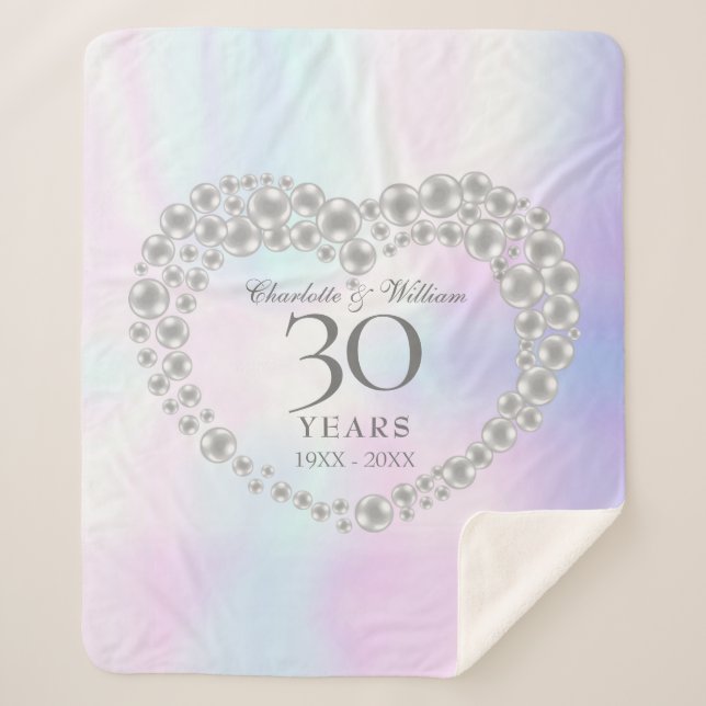 Pearl 30th Wedding Anniversary Chic Elegant Sherpa Blanket (Front)