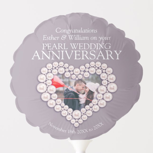 Pearl 30th wedding anniversary custom photo balloon (Front)