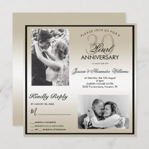 Pearl 30th Wedding Anniversary Double Photo Invitation