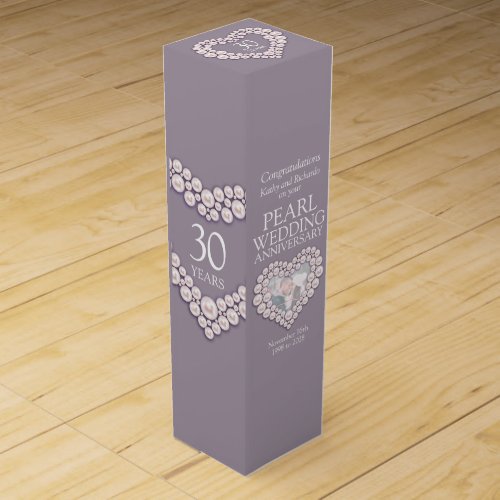 Pearl 30th wedding anniversary photo wine box