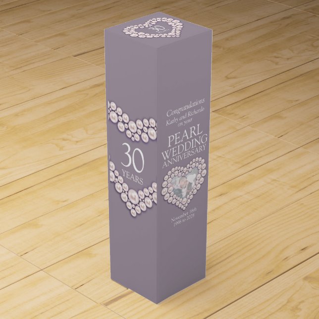 Pearl 30th wedding anniversary photo wine box (Front)