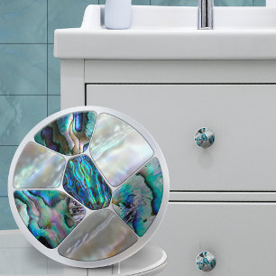 Pearl and Abalone - Voronoi Cells Mosaic Ceramic Knob