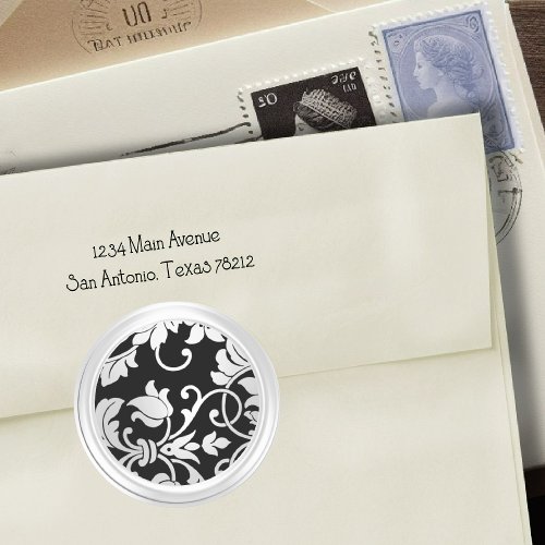 Pearl and Black Damask Envelope Seal