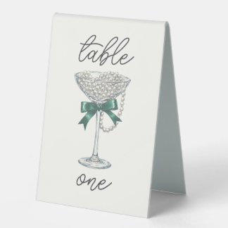 Pearl and Bow Bridal Shower Table Number Tent