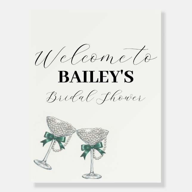 Pearl and Bow Bridal Shower Welcome Foam Board (Front)