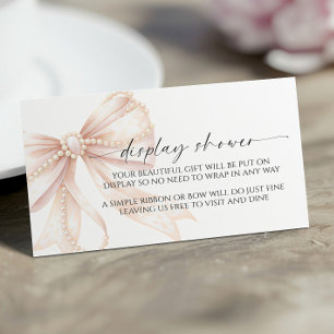 Pearl and Bow Display Baby Shower Enclosure Card