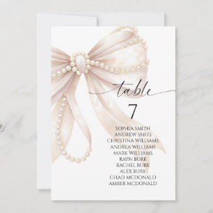 Pearl and Bow Table Number Seating Chart