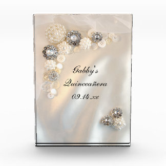 Pearl and Diamond Buttons Quinceañera Keepsake Award