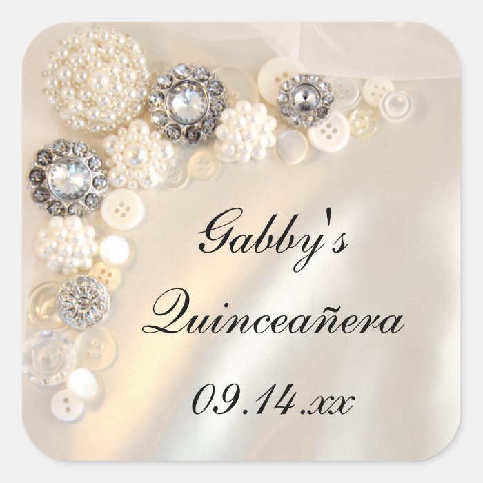 Pearl and Diamond Buttons Quinceañera Stickers