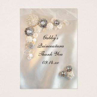 Pearl and Diamond Thank You Quinceañera Favor Tags