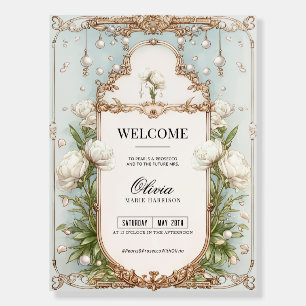 Pearl and Floral Prosecco Bridal Shower Welcome Foam Board