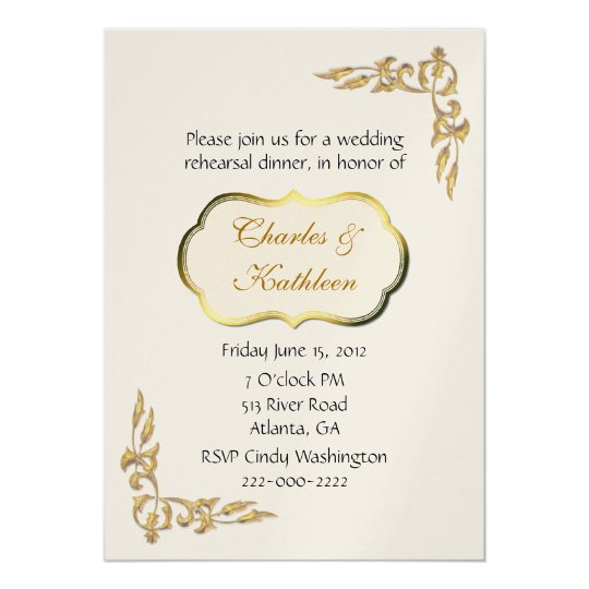 Pearl and Gold Rehearsal Dinner Invitation