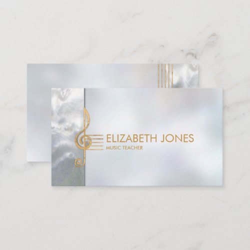 Pearl and gold Treble Clef Ornament Business Card