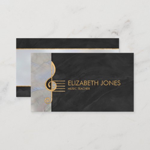 Pearl and gold Treble Clef Ornament Business Card