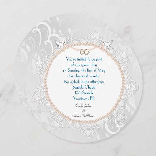 Pearl and Lace Circle Invitation