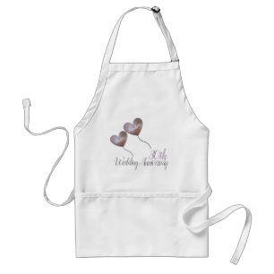 Pearl and purple heart 30th wedding anniversary adult apron