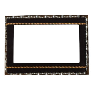 Pearl And Rope Trimmed Black Satin Silk Frame Magn