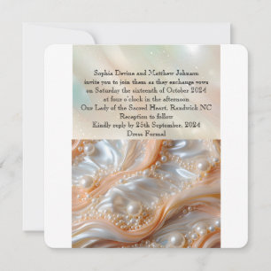 Pearl and Shell Elegant Classic Wedding Invitation