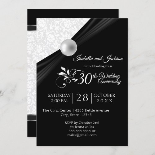 Pearl Anniversary Design _ Black and White Invitation