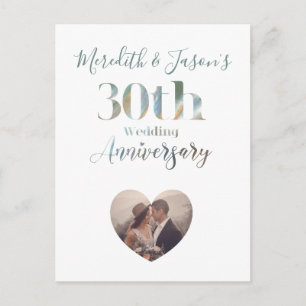 Pearl Anniversary Modern 30th Wedding Invitation Postcard