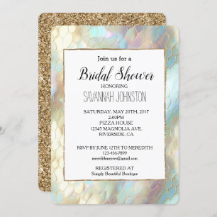 Pearl Aqua Blue Snake Bridal Shower Invitation