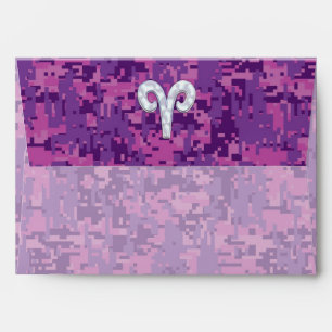 Pearl Aries Zodiac Sign on Pink Digital Camo Decor Envelope