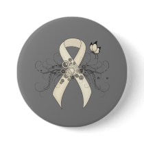 Pearl Awareness Ribbon Butterfly Button