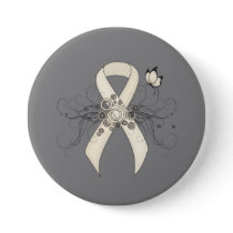 Pearl Awareness Ribbon Butterfly Button
