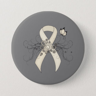 Pearl Awareness Ribbon Butterfly Button