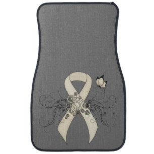 Pearl Awareness Ribbon Butterfly Car Floor Mat