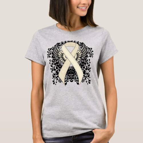 Pearl Awareness Ribbon with Wings T_Shirt