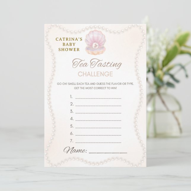 Pearl Baby Shower Game - Editable Name, 5x7 Invitation (Standing Front)