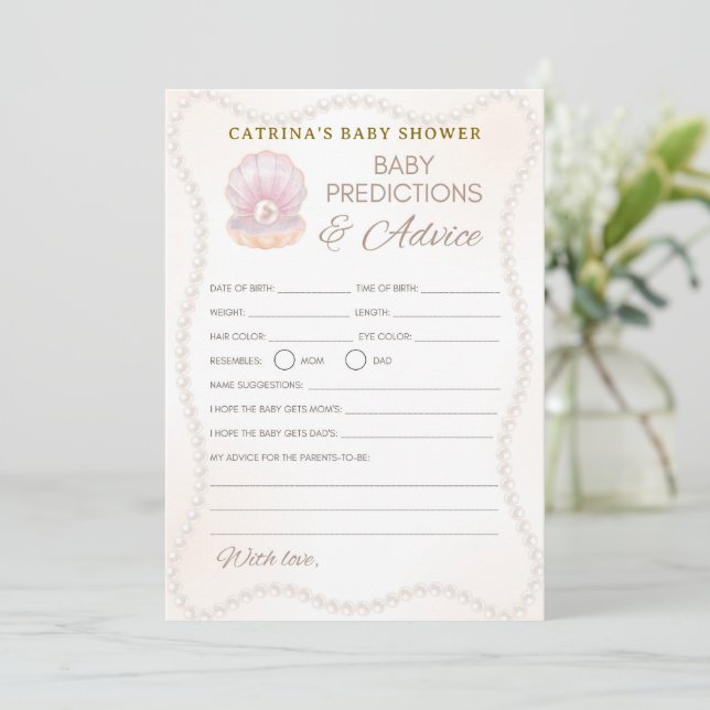 Pearl Baby Shower Game - Editable Name, 5x7 Invitation (Standing Front)