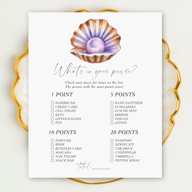 Pearl baby shower - What's in your purse game (Creator Uploaded)