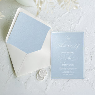 Pearl Blue Luxury Romantic Wedding Invitation