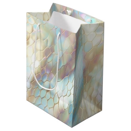Pearl Blue Snake Skin Animal Print Medium Gift Bag