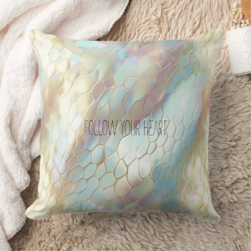 Pearl Blue Snake Skin Animal Print Throw Pillow