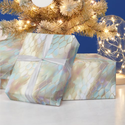 Pearl Blue Snake Skin Animal Print Wrapping Paper