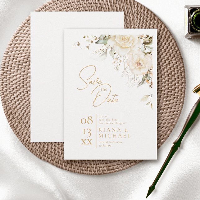 Pearl Blush Floral Elegance Border Wedding ID989 Save The Date (Creator Uploaded)